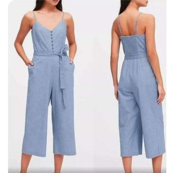 Banana Republic chambray spaghetti strap romper size 2 - Picture 1 of 11